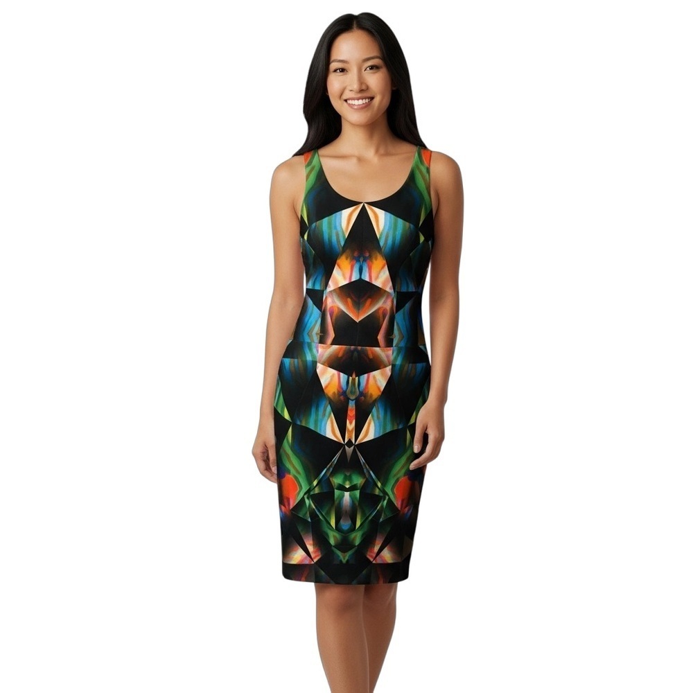 Milly Prism Abstract Geometric Dress Size 2 Bodycon Art to Wear Statement Chic